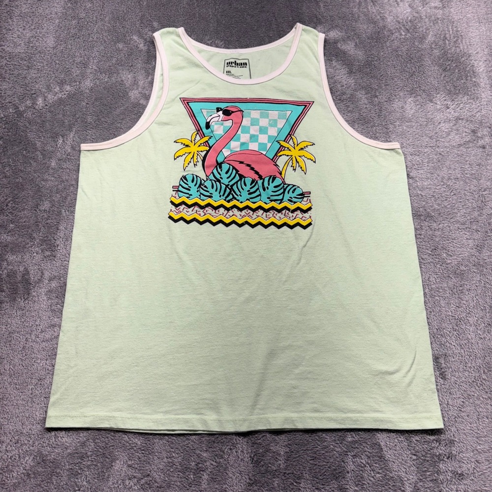 Urban Pipeline Tank Top Mens XXL Mint Green  Flamingo Graphic Retro 80s Style